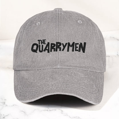 The Quarrymen Text Logo Denim Cap – Retro Rock Music Fan Cap (With Box)