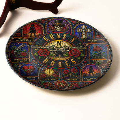 Guns N' Roses Decorative Ceramic Plate with Stand – Stained Glass Rock Art Gift
