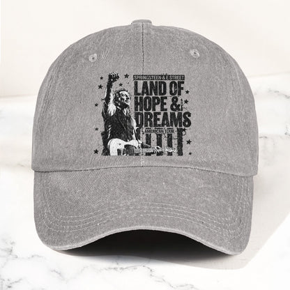 Bruce Springsteen Land of Hope & Dreams American Tour Denim Cap – Retro Rock Music Fan Cap (With Box)