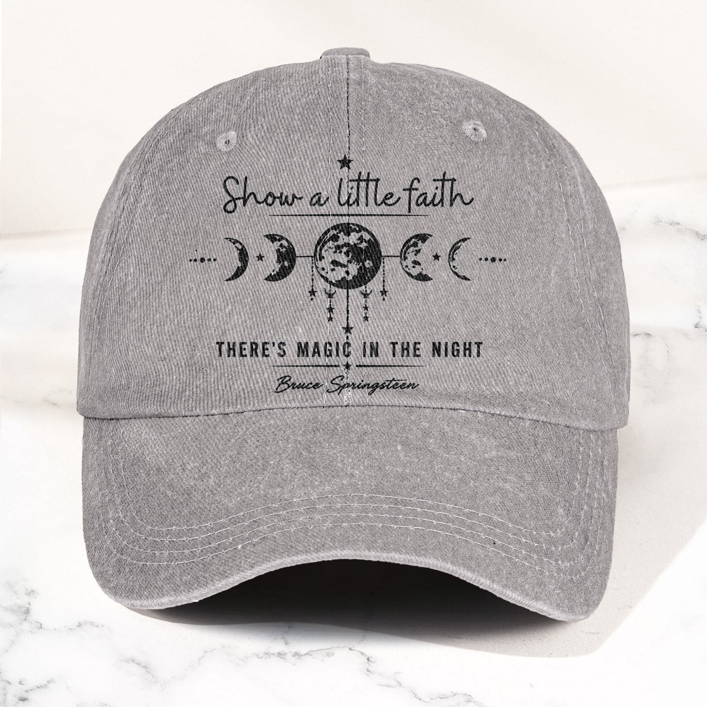Bruce Springsteen Show a little faith, there's magic in the night Denim Cap – Retro Rock Music Fan Cap (With Box)