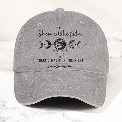 Bruce Springsteen Show a little faith, there's magic in the night Denim Cap – Retro Rock Music Fan Cap (With Box)