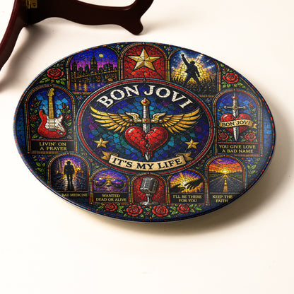 Bon Jovi Decorative Ceramic Plate with Display Stand – Classic Rock Music Memorabilia Gift