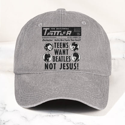 Teens Want Beatles Not Jesus Denim Cap – Retro Rock Music Fan Cap (With Box)
