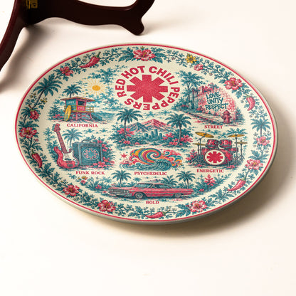 Red Hot Chili Peppers Ceramic Display Plate with Stand – California Rock Art Decor