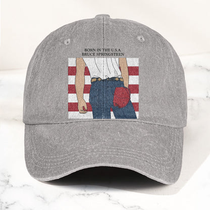 Born in the U.S.A  Bruce Springsteen Denim Cap – Retro Music Fan Merch Cap Gift For Dad (With Box)