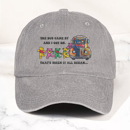 Grateful Dead Further Bus And Dancing Bears Denim Cap – Vintage Music Grateful Dead Merch Gift for Dad (With Box)