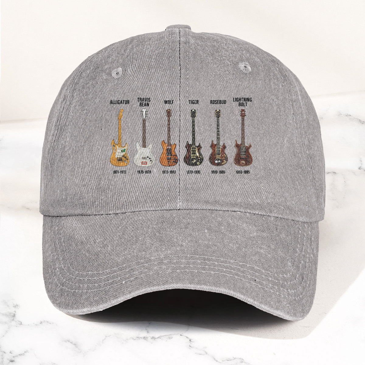 Jerry Garcia Famous Guitars Denim Cap – Vintage Music Grateful Dead Merch Gift for Dad (With Box)