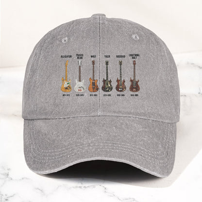 Jerry Garcia Famous Guitars Denim Cap – Vintage Music Grateful Dead Merch Gift for Dad (With Box)