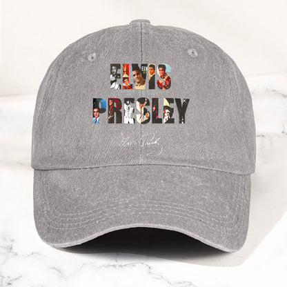 Elvis Presley Denim Dad Cap – Iconic Album Collage Design ( With BOX)