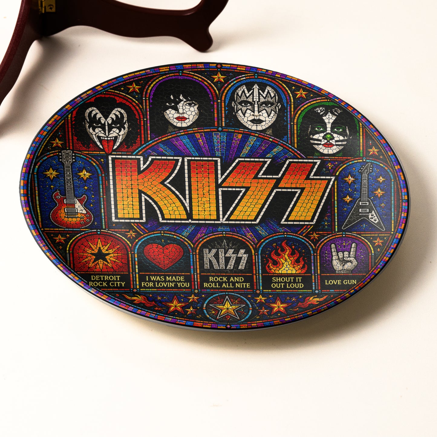 KISS Decorative Ceramic Plate with Display Stand – Classic Hard Rock Memorabilia Gift