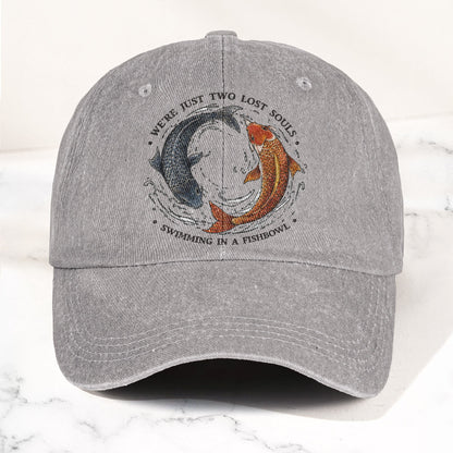 Pink Floyd We're Just Two Lost Souls Swimming In A Fish Bowl Vintage Denim Cap – Retro Dad Cap (With Box)