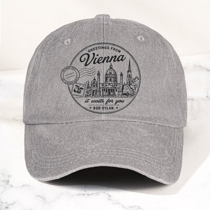 Bob Dylan Vienna It Waits For You Denim Cap – Retro Vintage Dad Cap Gift For Dad (With Box)