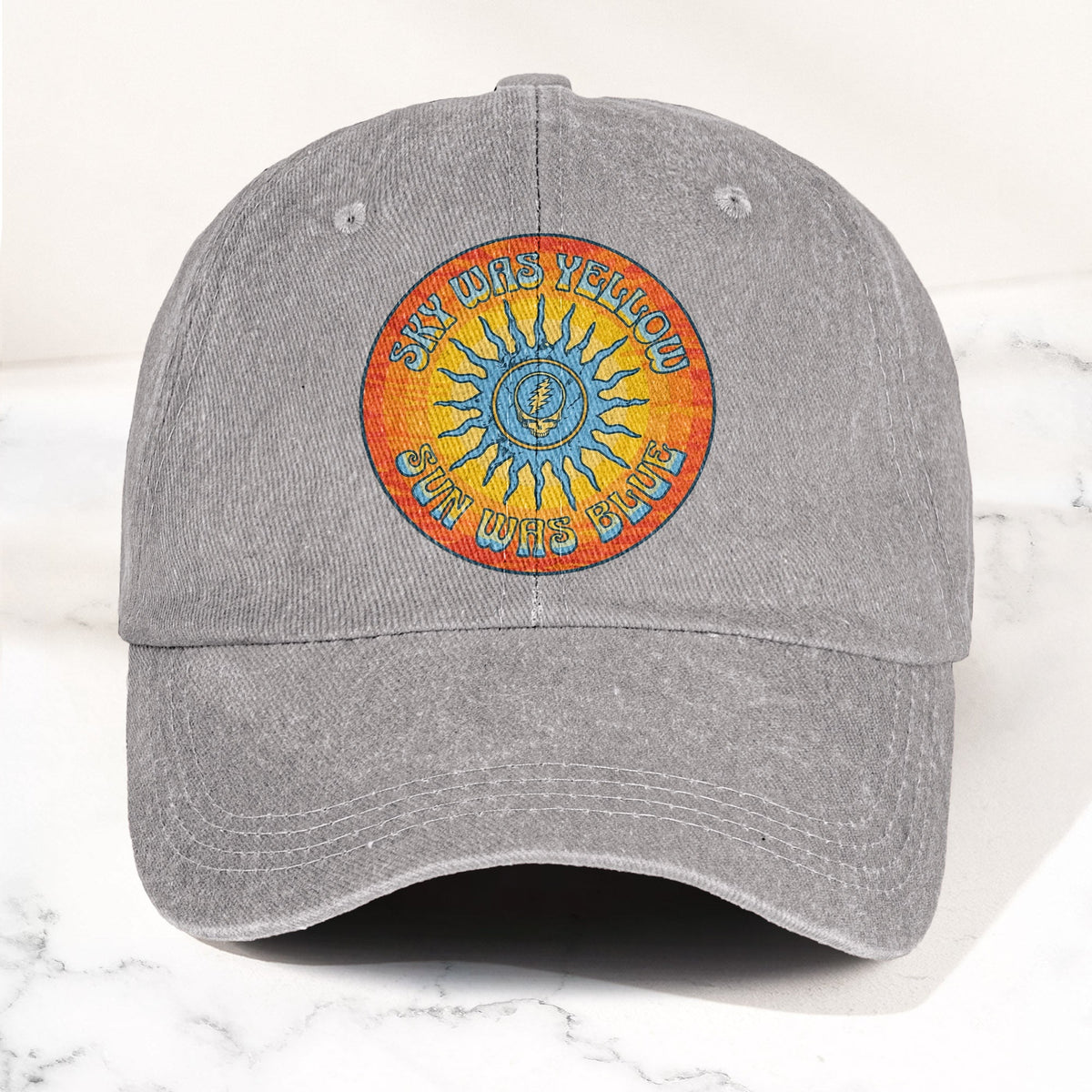 Grateful Dead Sky Was Yellow Sun Was Blue Denim Cap – Retro Vintage Dad Cap Gift For Dad (With Box)