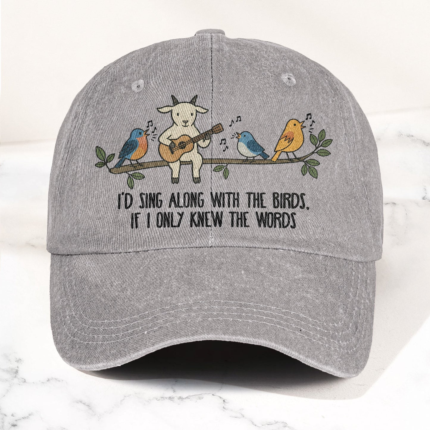 Billy Strings Gild the Lily Lyrics Goat Acoustic Guitar Cosmic Bluegrass Vintage Denim Cap – Retro Vintage Dad Cap Gift For Dad (With Box)