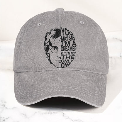 John Lennon You May Say I'm A Dreamer But I'm Not The Only One Denim Cap – Retro Rock Music Fan Cap Gift For Dad (With Box)