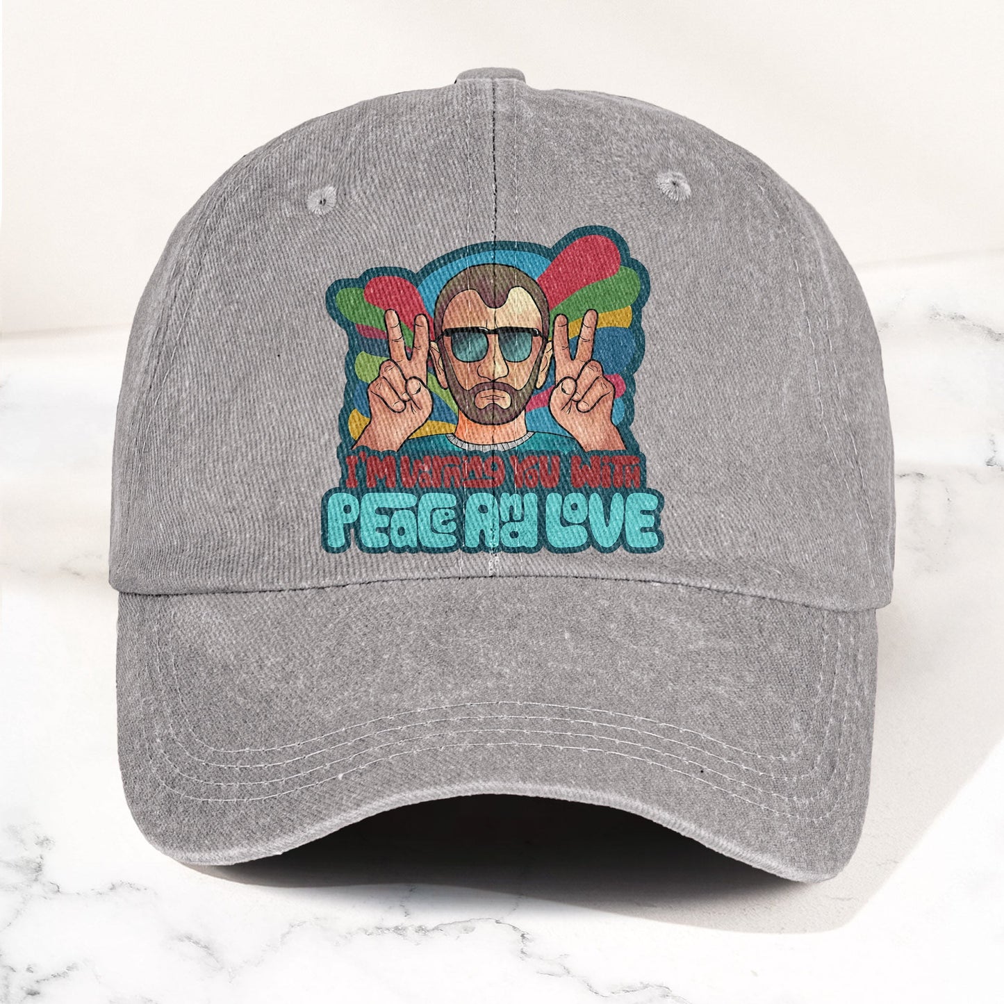 Beatles Ringo Starr Warning You With Peace and Love Denim Cap – Retro Rock Music Fan Cap (With Box)