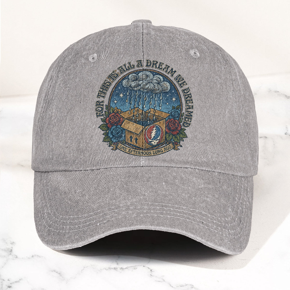 Grateful Dead Box Of Rain Dream We Dreamed Music Merch Denim Cap – Retro Vintage Dad Cap Gift For Dad (With Box)