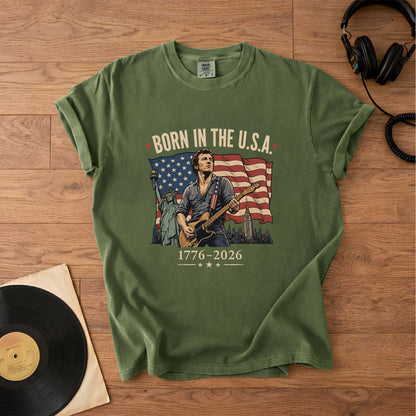 Bruce Springsteen Born In The USA 4th of July Patriotic Graphic T-Shirt – Retro Rock Music Fan Merch Tee