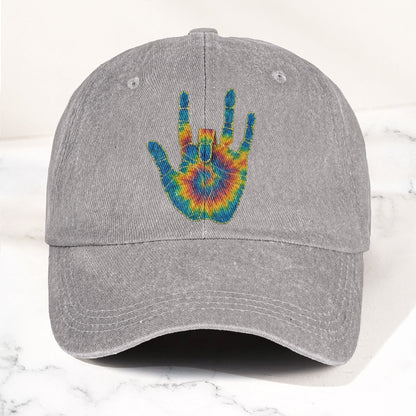 Jerry Garcia Handprint Tie Dye Denim Cap – Vintage Music Grateful Dead Merch Gift for Dad (With Box)