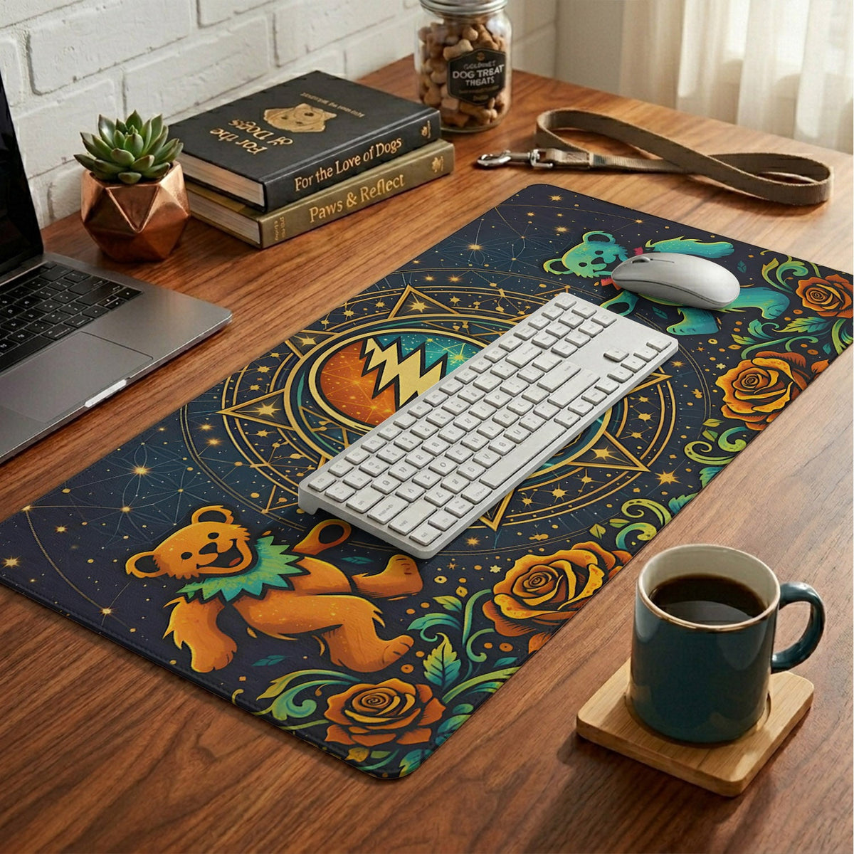 Grateful Dead Steal Your Face with Dancing Bears Desk Mat – Non-slip Keyboard Pad Gift For Music Lovers