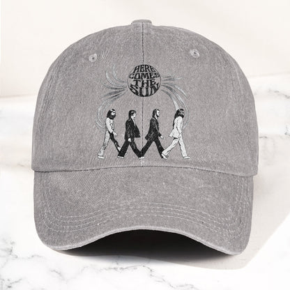 The Beatles Here Comes the Sun Denim Cap – Retro Rock Music Fan Cap Gift For Dad (With Box)