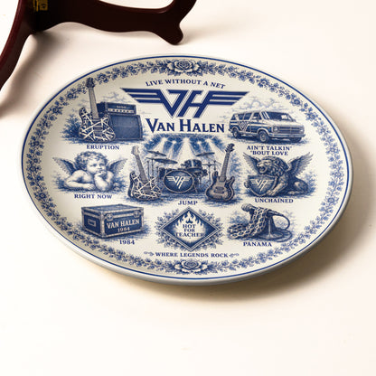 Van Halen Ceramic Plate with Display Stand – Classic Rock Music Memorabilia Gift