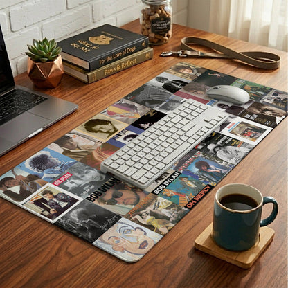 Bob Dylan Album Collage Print Desk Mat – Non-slip Office Gift Keyboard Pad Birthday Gift For Music Lovers
