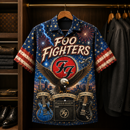 Foo Fighters Hawaiian Shirt - American Rock Band All Over Print AOP Button Up Shirt for Foo Fighters Fans