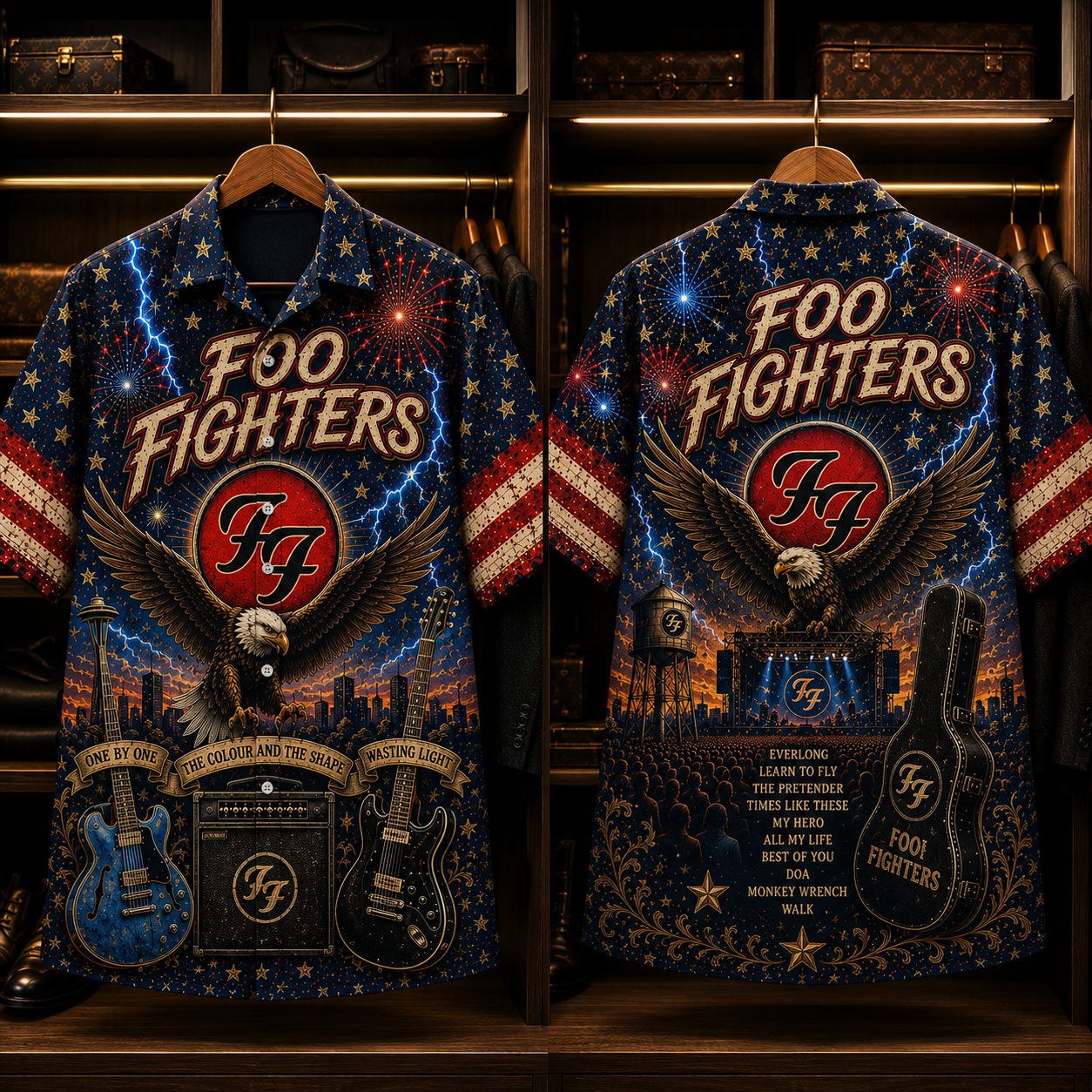 Foo Fighters Hawaiian Shirt - American Rock Band All Over Print AOP Button Up Shirt for Foo Fighters Fans