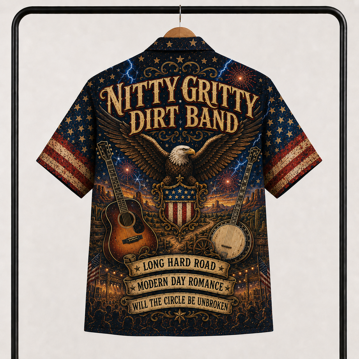Nitty Gritty Dirt Band Hawaiian Shirt - American Country Rock Band All Over Print AOP Button Up Shirt for Music Fans