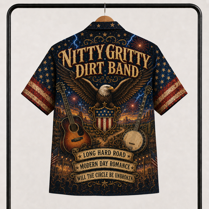 Nitty Gritty Dirt Band Hawaiian Shirt - American Country Rock Band All Over Print AOP Button Up Shirt for Music Fans