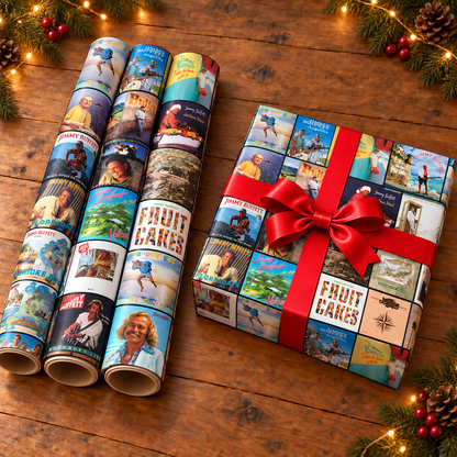 Jimmy Buffett Album Cover Wrapping Paper Roll – Tropical Music Gift Wrap, Parrothead Christmas Wrapping Paper, Gift for Jimmy Buffett Fans