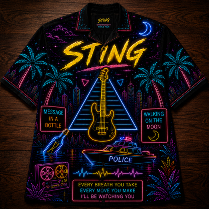 Sting Hawaiian Shirt - Unisex New Wave Message In A Bottle Button Up