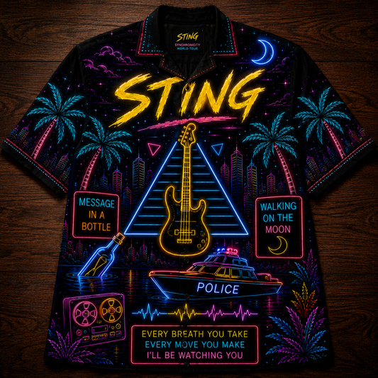 Sting Hawaiian Shirt - Unisex New Wave Message In A Bottle Button Up