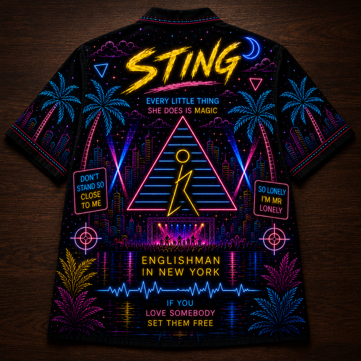 Sting Hawaiian Shirt - Unisex New Wave Message In A Bottle Button Up