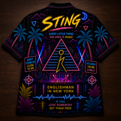 Sting Hawaiian Shirt - Unisex New Wave Message In A Bottle Button Up