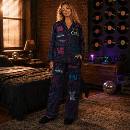 Retro Post-Punk & New Wave Legends Pajamas – Unisex Synthwave Long Sleeve Lounge Set