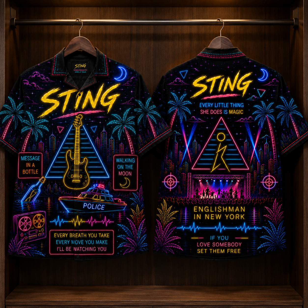 Sting Hawaiian Shirt - Unisex New Wave Message In A Bottle Button Up