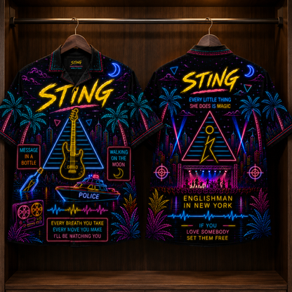 Sting Hawaiian Shirt - Unisex New Wave Message In A Bottle Button Up
