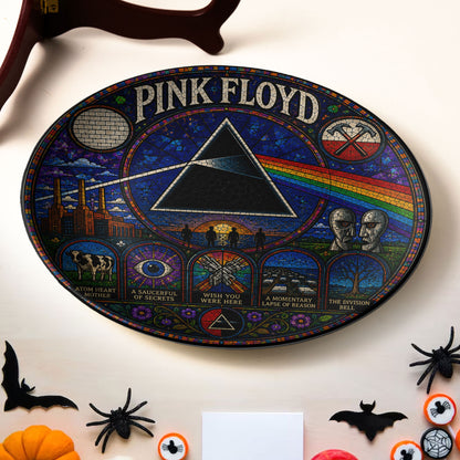 Pink Floyd Ceramic Display Plate with Stand – Dark Side of the Moon Prism Art Decor