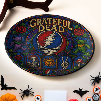 Grateful Dead Decorative Ceramic Plate with Display Stand – Classic Psychedelic Rock Gift
