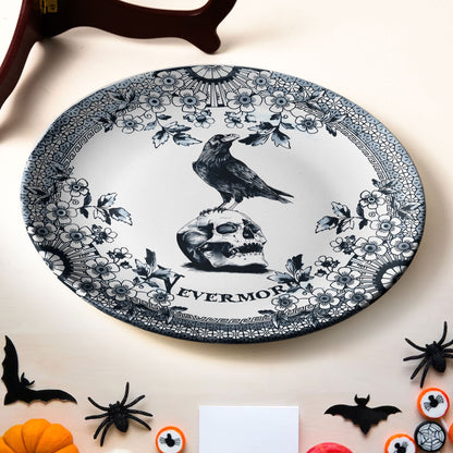Edgar Allan Poe Raven Ceramic Plate – Nevermore Gothic Decor