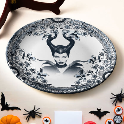 Maleficent Ceramic Plate – Dark Fantasy Floral Art