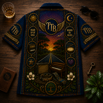 Tedeschi Trucks Band Stained Glass Hawaiian Shirt - Unisex Winged TTB Logo Button Up