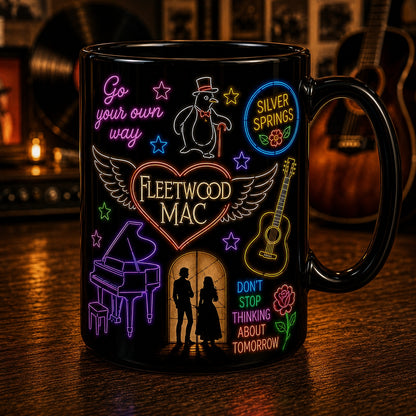 Fleetwood Mac Ceramic Mug – Retro Neon Light Go Your Own Way Music Fan Gift