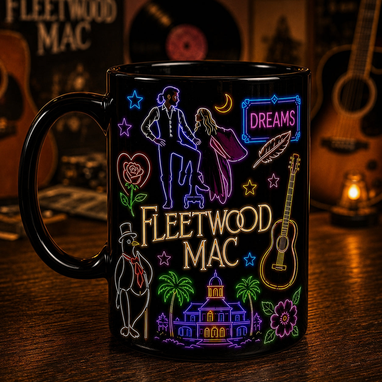 Fleetwood Mac Ceramic Mug – Retro Neon Light Go Your Own Way Music Fan Gift