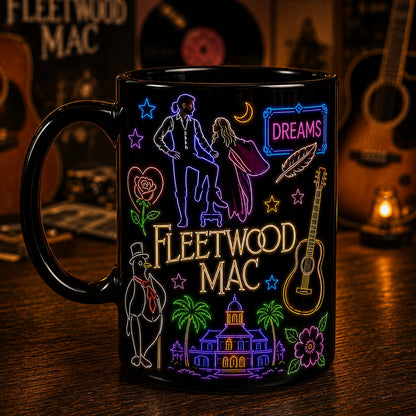 Fleetwood Mac Ceramic Mug – Retro Neon Light Go Your Own Way Music Fan Gift