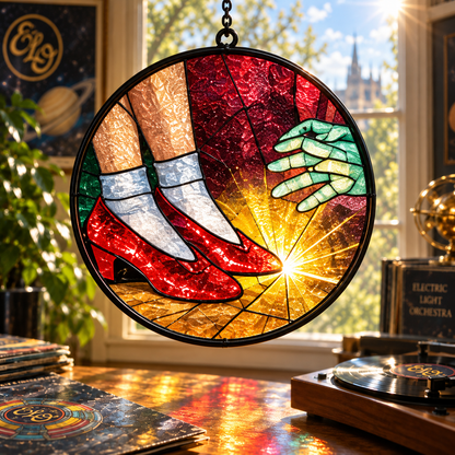 Electric Light Orchestra Suncatcher Set, 12 Stained Glass Album Window Hangings, ELO Classic Rock Music Gift