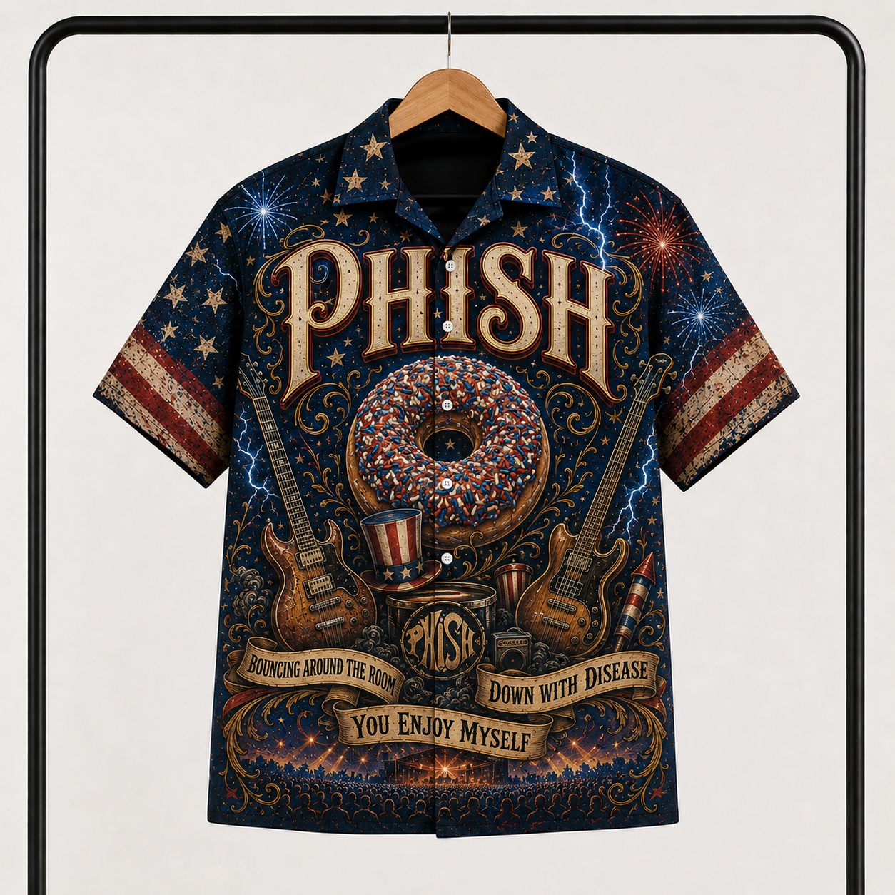 Phish Hawaiian Shirt - Jam Band All Over Print AOP Button Up Shirt for Phish Fans
