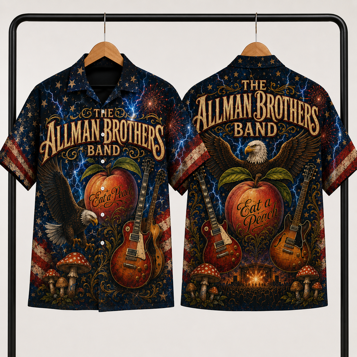 The Allman Brothers Band Hawaiian Shirt - Patriotic Rock Band Aloha Shirt - Classic Southern Rock Fan Gift